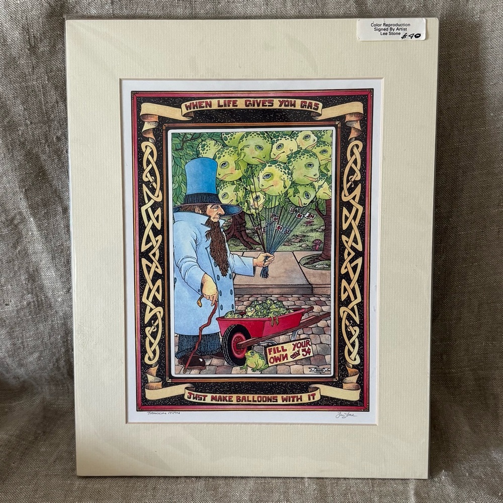 vintage signed print Balloon Man by Lee Stone